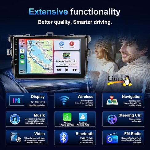ستيريو سيارة 9 بوصة تويوتا كورولا 2009-2013 | تشغيل سريع لاسلكي CarPlay وAndroid Auto، راديو بشاشة تعمل باللمس، بلوتوث، SWC، AM/FM، Linux in Kuwait