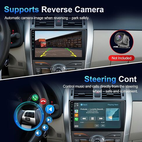 ستيريو سيارة 9 بوصة تويوتا كورولا 2009-2013 | تشغيل سريع لاسلكي CarPlay وAndroid Auto، راديو بشاشة تعمل باللمس، بلوتوث، SWC، AM/FM، Linux in Kuwait