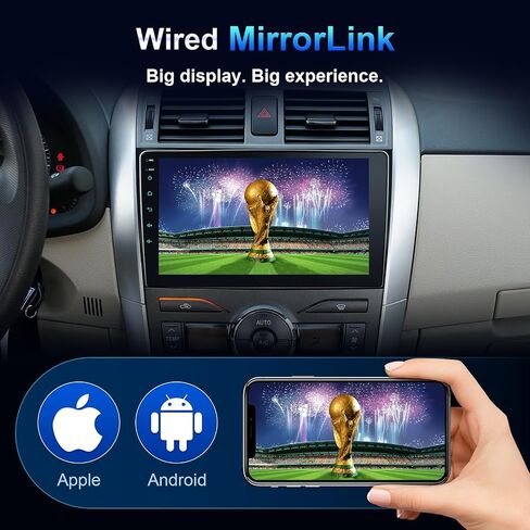 ستيريو سيارة 9 بوصة تويوتا كورولا 2009-2013 | تشغيل سريع لاسلكي CarPlay وAndroid Auto، راديو بشاشة تعمل باللمس، بلوتوث، SWC، AM/FM، Linux in Kuwait