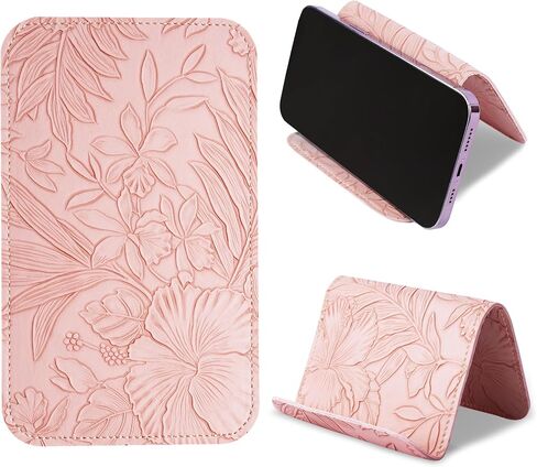 Airplane Travel Essentials for Flying Flex Flap Cell Phone Holder & Flexible Tablet Stand for Desk, Bed, Treadmill, Home & in-Flight Airplane Travel Accessories(1-Carved Pink) in Saudi Arabia