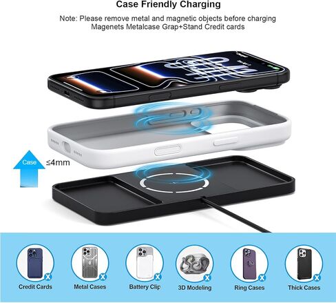 25W Wireless Charger Car Magnetic Charging Pad Fast Wireless Phone Charger Mat Cell Phone Cordless Pad Compatible with iPhone 17/16(25W)/15/14/13/12(7.5W) (S21MAG) in Kuwait