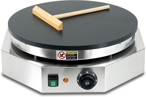 3000W Commercial Crepe Maker, 16" Non-Stick Electric Griddle with 0-300℃ Adjustable Temperature, Stainless Steel Pancake & Jianbing Machine with Wooden Spreader for Home, Snack Bar & Food Stall in Saudi Arabia