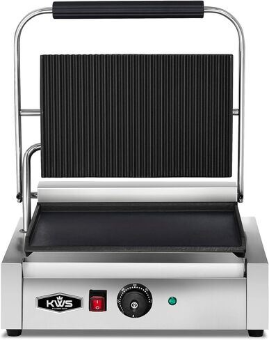 KWS KitchenWare Station PFM-17 1700W Electric Panini Press Maker with Grooved Top & Smooth Bottom Sandwich Toasting Grill – 13.5″ X 9.25″ Cooking Surface in Saudi Arabia