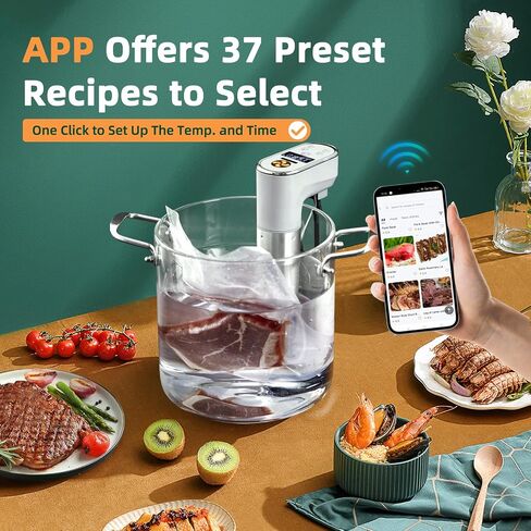 طباخ OUTOHOME WiFi Sous Vide، آلة دقيقة Sous Vide بقدرة 1300 وات in Kuwait