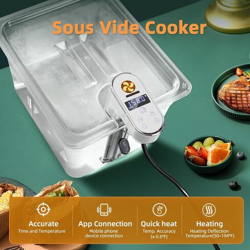 طباخ OUTOHOME WiFi Sous Vide، آلة دقيقة Sous Vide بقدرة 1300 وات in Kuwait
