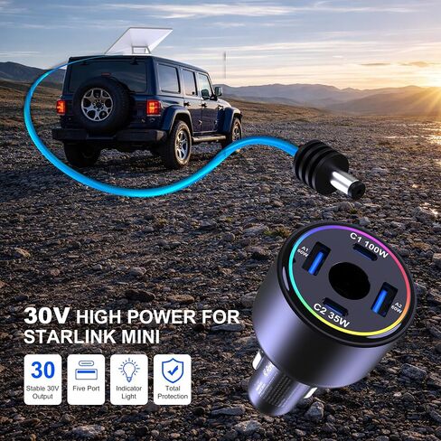 255W USB C Car Charger for Starlink Mini in Saudi Arabia