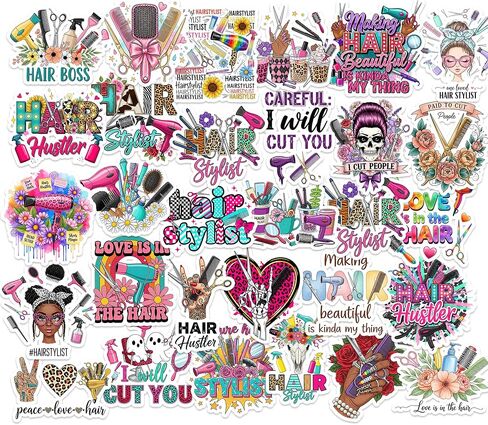 30PCS Hairstylist Stickers Pack – Stylists & Cosmetologists Vinyl Decals in Kuwait