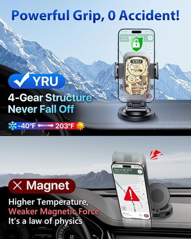 Military-Grade Heavy-Duty Metal Car Phone Holder Mount 2026 Upgraded Foldable & 360° Rotatable Arm【90LBS Safest Strongest Certs & Patent】Windshield Vent Dashboard for iPhone 17 Pro Max 16 15, Black in Saudi Arabia