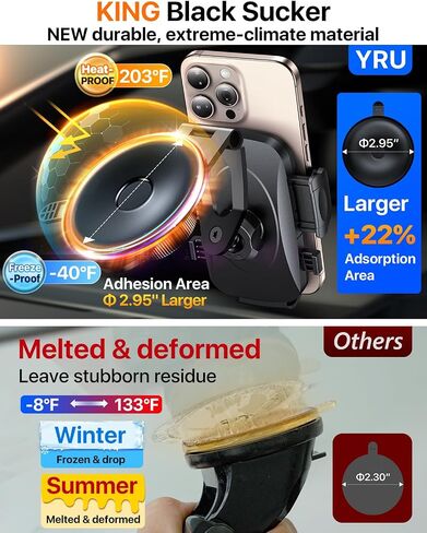 Military-Grade Heavy-Duty Metal Car Phone Holder Mount 2026 Upgraded Foldable & 360° Rotatable Arm【90LBS Safest Strongest Certs & Patent】Windshield Vent Dashboard for iPhone 17 Pro Max 16 15, Black in Saudi Arabia