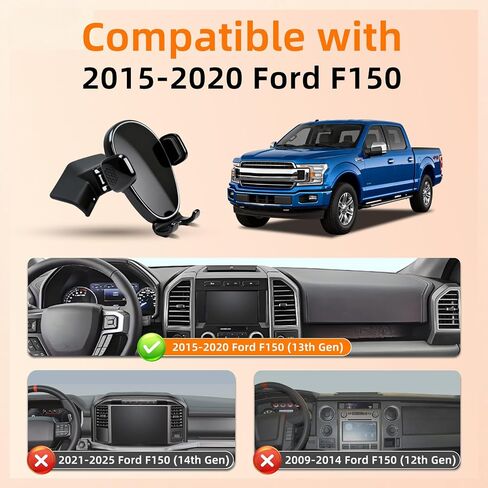 Phone Mount for Ford F150 (2015-2020) / F250 F350 F450 (2017-2021), 360° Adjustable Dashboard Phone Holder, Hands-Free Car Smartphone Mount for iPhone, Google & Android, Cellphone Cradle, Car Gifts in Saudi Arabia