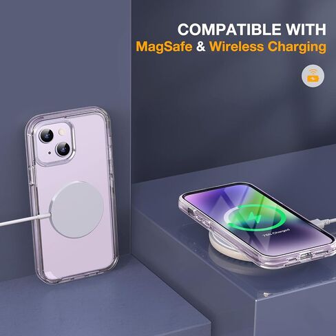Miracase Class Series for iPhone 14 Case 6.1 inch, [Built-in Tempered Glass Screen Protector] [Bubble Free] Full-Body Protective Bumper Phone Case with Camera Lens Protector, Clear in Kuwait