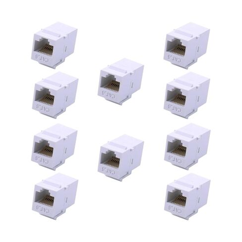 10 Pack Сat6 rj45 Keystone Network LAN Ethernet Jack Inline Female Coupler White in Kuwait