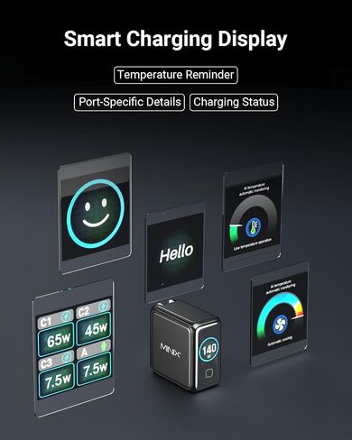 MINIX 140W Max 4-Port GaN Charging Blocks,Smart Display for MacBook Charger in Kuwait