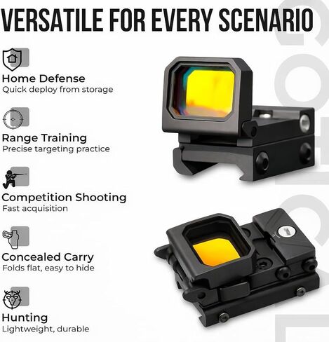 GOTICAL CNC-Machined Fiber Optic Set Front & Rear Handgun Sights for Glock Pistols Standard Models (Black Foldable Sight.) in Saudi Arabia