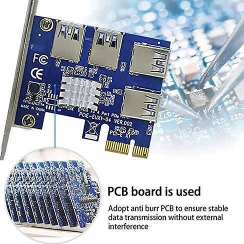 Pci-e Riser 1x to 4 Port USB 3.0 Extender Metal Card in Saudi Arabia