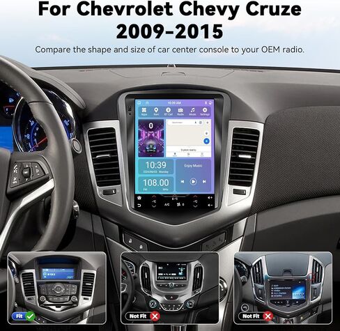 [8-Core 4G+64G] Android 15 for Chevrolet Chevy Cruze J300 2009-2015 Car Radio Stereo Wireless Carplay Android Auto,9.7" T-Style Touchscreen 5.0-Bluetooth 32-EQ GPS FM/RDS WiFi SWC AHD Rear Cam+Canbus in Kuwait