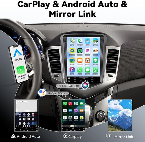 [8-Core 4G+64G] Android 15 for Chevrolet Chevy Cruze J300 2009-2015 Car Radio Stereo Wireless Carplay Android Auto,9.7" T-Style Touchscreen 5.0-Bluetooth 32-EQ GPS FM/RDS WiFi SWC AHD Rear Cam+Canbus in Kuwait