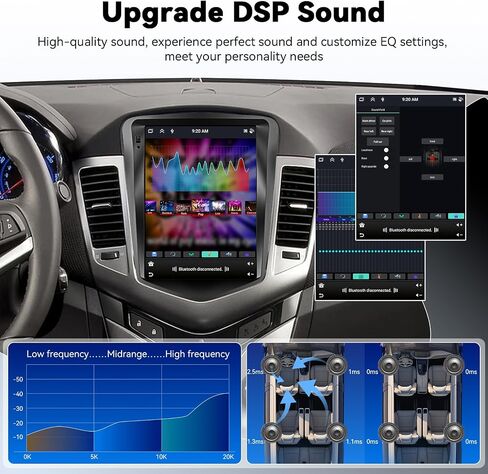 [8-Core 4G+64G] Android 15 for Chevrolet Chevy Cruze J300 2009-2015 Car Radio Stereo Wireless Carplay Android Auto,9.7" T-Style Touchscreen 5.0-Bluetooth 32-EQ GPS FM/RDS WiFi SWC AHD Rear Cam+Canbus in Kuwait