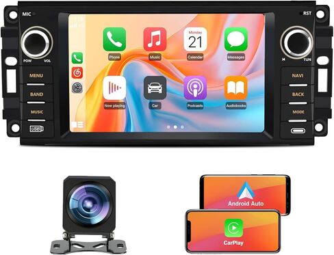 Junsun 4Core 64GB ROM Car Radio Stereo for Dodge Ram 1500 2500 3500 2009-2012 Jeep Wrangler 2007-2018 Avenger Challenger, 7 Inch Touch Screen with Wireless CarPlay Android Auto Backup Camera in Saudi Arabia