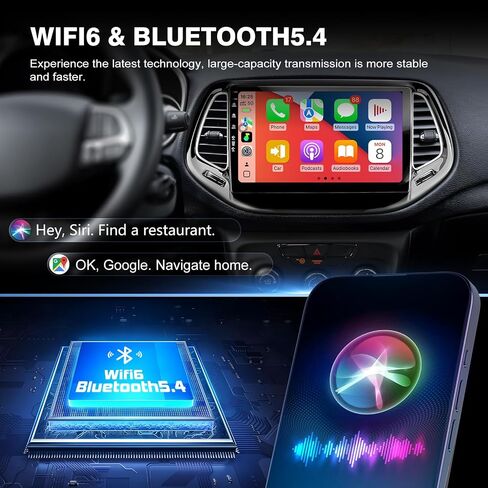 Car Radio Stereo for Jeep Compass 2017-2020,10" Android 13 Touchscreen Head Unit,Wireless CarPlay & Android Auto,GPS Navigation,HD Backup Camera,Mirror Link,WiFi 6,Bluetooth 5.4,FM,SWC in Saudi Arabia