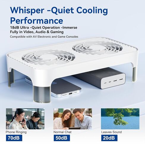 X4 Quiet USB Cooling Fan, High Speed Dual 140mm USB PC Fan, 1-Touch Switch & 2 USB Ports, Stackable Design for Router, Receiver Amplifier, DVR, PlayStation, Xbox, Computer Cabinet Cooling in Saudi Arabia
