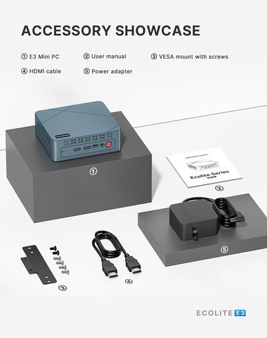 BOSGAME E3 Neo Mini PC N95, Intel 12th Mini Computers| 16GB DDR4 RAM| 512GB M.2 2280 SSD| 4K 60HZ Triple Displays by Dual HDMI+Type-C, 6W TDP Quiet Mini PC, WIFI5, BT 5.0 Office in Kuwait