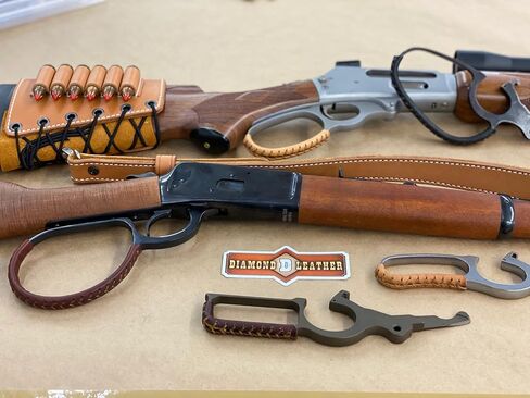 Diamond D Leather Lever Wrap DIY Kit - Brown - Fits Any Lever Action Rifle, Marlin Henry Winchester Rossi - Full Grain Leather, Handmade in Alaska, Made in USA in Saudi Arabia