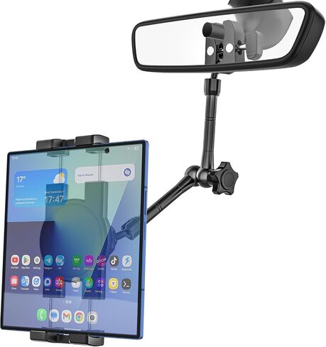 Z Fold Car Mount - [Foldable Phone Friendly] Rearview Mirror Tablet Holder for Car Truck, Rear View Mirror Phone Mount with 360° Metal Arm for Samasung Galaxy Fold 7 6 5 4 3, Tab, Google, iPad, iPhone in Saudi Arabia