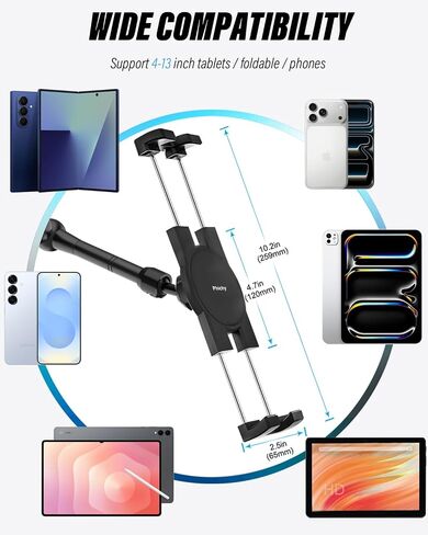 Z Fold Car Mount - [Foldable Phone Friendly] Rearview Mirror Tablet Holder for Car Truck, Rear View Mirror Phone Mount with 360° Metal Arm for Samasung Galaxy Fold 7 6 5 4 3, Tab, Google, iPad, iPhone in Saudi Arabia