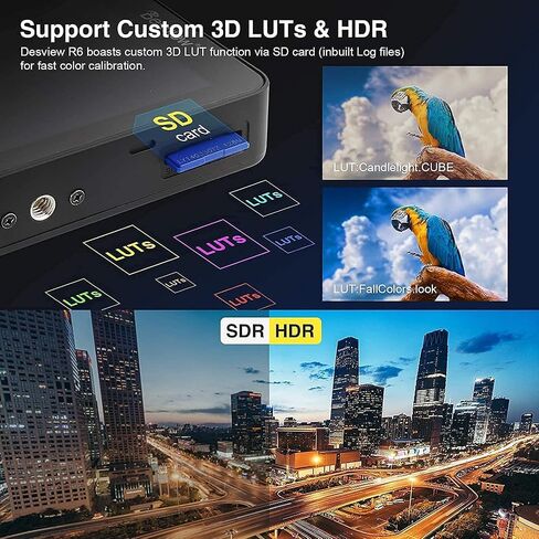 Desview R6 UHB 4K Monitor 5.5 Inch Camera Field Monitor FHD 1920x1080 4K HDMI with 3D LUT HDR Touch Screen 2800Nits Ultra High Brightness Waveform Vectorscope False Color Zebra for DSLR & Mirrorless in Saudi Arabia