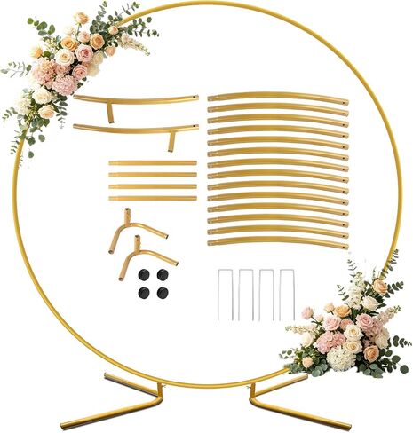 Square Backdrop Stand, Wedding Arch Heavy Duty Adjustable Stand, Over The Table Rod Stand with Clamps, Metal Gold Garden Balloon Frame for Baby Shower Party Decoration in Saudi Arabia