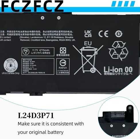 بطارية L24D3P71 57Wh 4875mAh بديلة لجهاز Lenovo ThinkPad X1 Carbon الجيل 13th 21NS 21NT 21NX 21NY/ ThinkPad X1 2-in-1 Gen 10 21NU 21NV 21Q0 21Q1 Series 5B11M90099 5B11M90100 11.7V 3-الخلايا in Kuwait