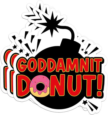 3 Pack Goddamnit Donut Sticker 3" - Funny Exploding Bomb Meme Bookish Waterproof Vinyl Decal - LitRPG Fantasy Cat Lover Fan Merch for Laptop Kindle Water Bottle - Chaos Humor Gift in Saudi Arabia