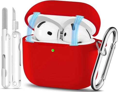 for AirPods 4 Case with Magnetic, TNSNK Silicone AirPod 4 Case Cover Compatible with Apple Airpods 4th Gen, Shockproof Protective Cases for Women Girly with Cleaner Kit and Keychain, Front LED Visible in Saudi Arabia