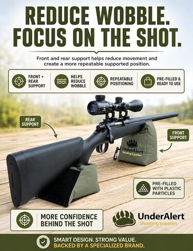 Filled Shooting Range Bags for Rifles, Front & Rear Rests with Rear Squeeze Bag for Bench Range Sight-In with Reinforced Stitching, Leather-Topped Non-Marring Contact for Target Practice, Comes Filled in Saudi Arabia