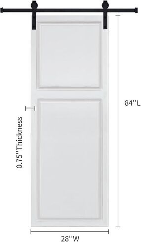 2-Panel Cottage Style Door 3/4" Thick 28 in. x 84 in. MDF White Barn Sliding Door with Hardware kit, Milk White in Kuwait