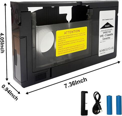2026 New VHS-C Cassette Adapter camorder VHS Cassette Adaptor for VHS-C to VHS Compatible 12mmwith Battery Charger fit Video Cassette/VCR Player,Not Compatible with 8mm/MiniDV/Hi8 in Saudi Arabia