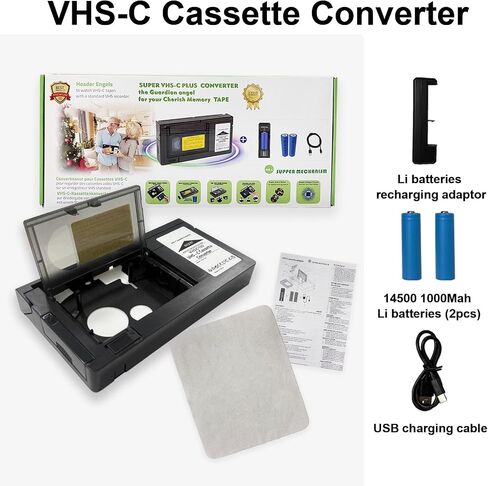 2026 New VHS-C Cassette Adapter camorder VHS Cassette Adaptor for VHS-C to VHS Compatible 12mmwith Battery Charger fit Video Cassette/VCR Player,Not Compatible with 8mm/MiniDV/Hi8 in Saudi Arabia