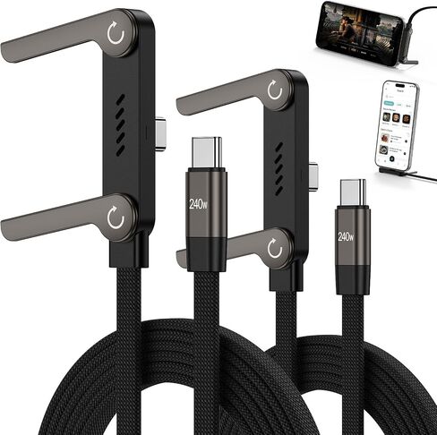 240W Invisible Holder Charger Cable,USB C Flat Phone Charge Cord with Stand in Saudi Arabia