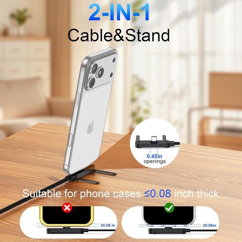 240W Invisible Holder Charger Cable,USB C Flat Phone Charge Cord with Stand in Saudi Arabia
