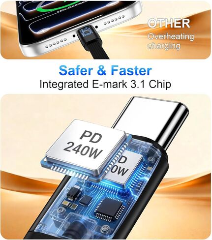 240W Invisible Holder Charger Cable,USB C Flat Phone Charge Cord with Stand in Saudi Arabia