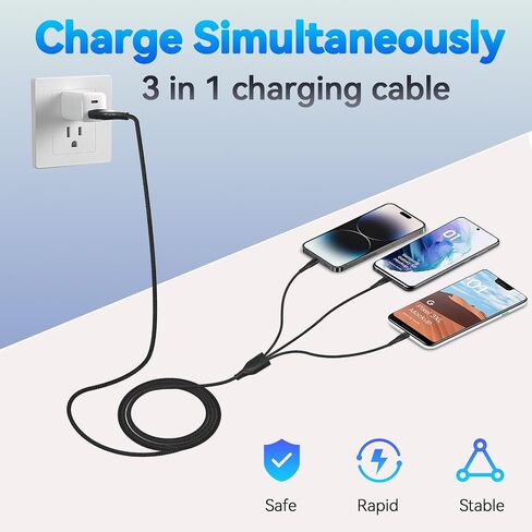 3-in-2 Multi Charging Cable, Charging Cords for Multiple Devices in Saudi Arabia
