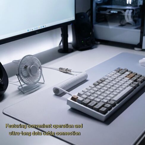 كابل لوحة مفاتيح ملفوف بطول 1.5 متر، كابل USB C إلى USB A للوحات مفاتيح الألعاب الميكانيكية، ملفوف بأكمام مزدوجة مع طيار معدني قابل للفصل للوحة المفاتيح قطعتين (أبيض) in Kuwait