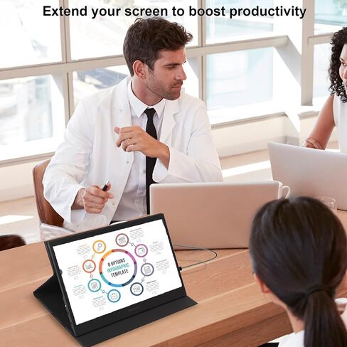 13.3" Touchscreen Portable Monitor, 1080P FHD IPS Display, USB-C & HDMI Plug-and-Play, Dual Speakers, Smart Cover & VESA Mount, External Monitor for Laptop, PC, Smartphone & Game Consoles in Kuwait
