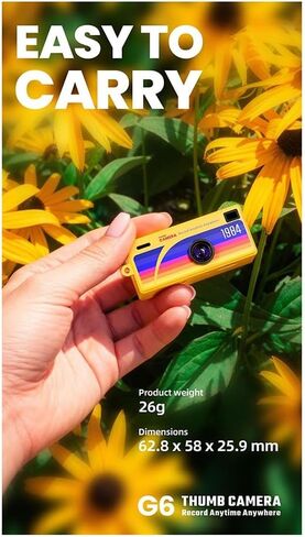 Thumb Camera 1080p HD with 0.96inch Screen Portable for Student Thumb Camera Yellow in Saudi Arabia