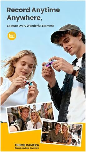 Thumb Camera 1080p HD with 0.96inch Screen Portable for Student Thumb Camera Yellow in Saudi Arabia