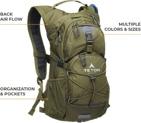 Teton Oasis Hydration Backpack – Lightweight Water Pack with Bladder for Hiking, Running, Cycling, Biking – 18L/22L Sizes – Sewn-in Rain Cover – Fits Men and Women in Kuwait