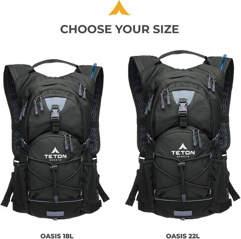 Teton Oasis Hydration Backpack – Lightweight Water Pack with Bladder for Hiking, Running, Cycling, Biking – 18L/22L Sizes – Sewn-in Rain Cover – Fits Men and Women in Kuwait