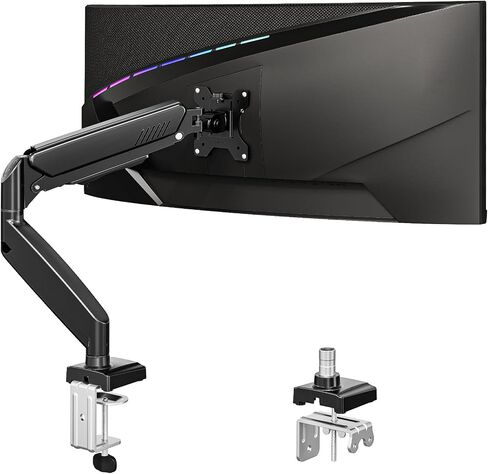 Single Monitor Desk Mount, 19-34 inch Adjustable Full Motion Monitor Arm, Computer Monitor Stand Holder with Clamp and Grommet Base, Fits 4.4 to 19.8lbs Screens, VESA Mount Bracket, Black in Kuwait