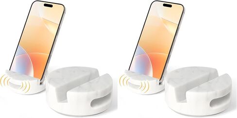 CHISELED ST DF SK Elegant and Versatile White Marble Phone Stand with Sound Amplified Output iPhone Phone Holder Function for Office Desk,Kitchen Counter,Bathroom,and Bedside in Saudi Arabia